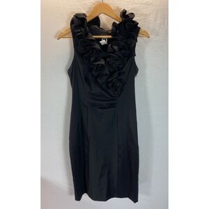 Xscape Women's Evening formal Ruffled Cocktail Dress Size 12 Black‎ taffeta